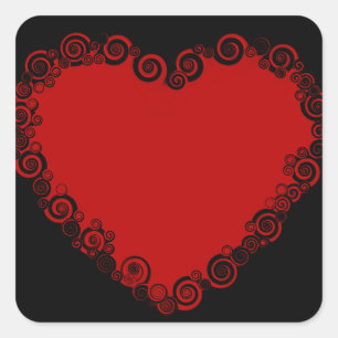 Romantische Valentinische Liebe Rotes Herz Quadratischer Aufkleber