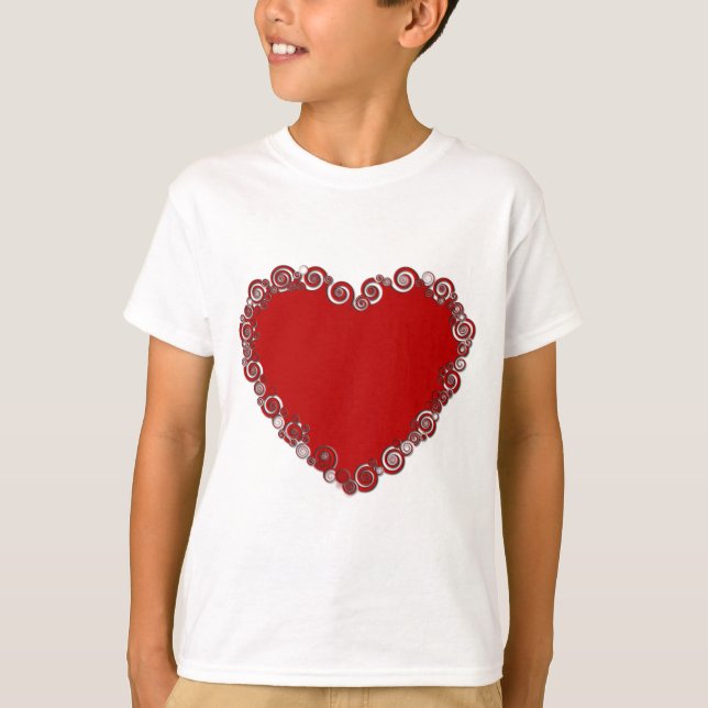 Romantische Valentinische Liebe Rotes Herz T-Shirt (Vorderseite)