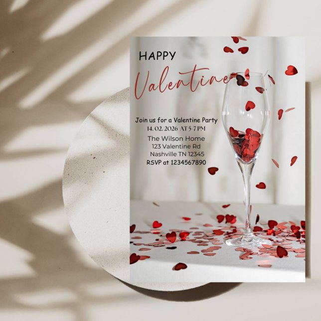 Romantische Valentinstag-Feierparty Einladung (Von Creator hochgeladen)