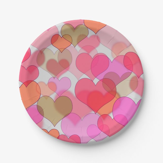 Romantische Valentinstag Liebe Pink Sweetheart Pappteller (Vorderseite)
