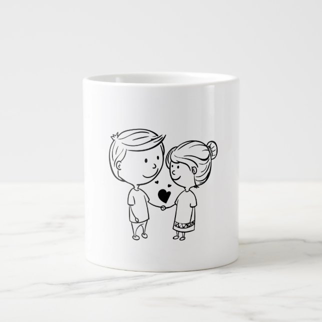 Romantische Valentinstag-Paare-Tasse Jumbo-Tasse (Vorderseite)