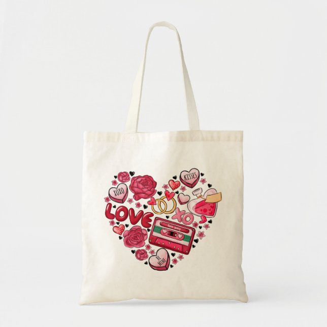Romantische Valentinstag Tote Tasche - Niedlich &  (Vorne)