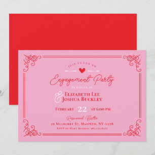 Romantische Valentinstag-Verlobungsparty Einladung