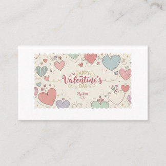 Romantische Valentinstagskarte – Süße Herzillustra Visitenkarte