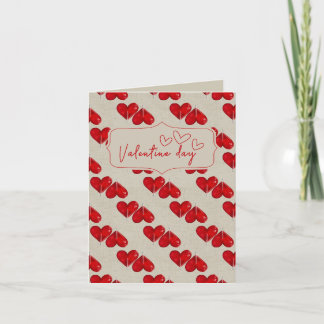 Romantische Valentintagskarte | Red Heart Pattern Feiertagskarte