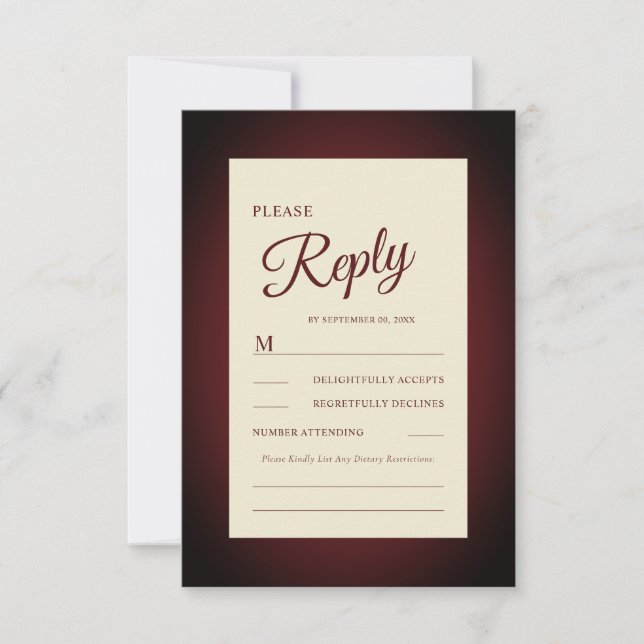 Romantische verbrannte Hochzeitkarte RSVP Karte (Vorderseite)