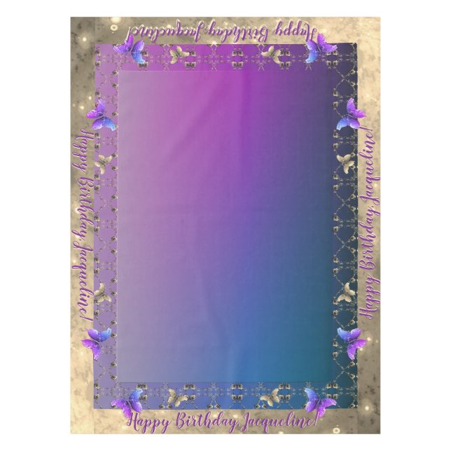 Romantische Verzierte Rose Butterfly Geburtstag Ta Tischdecke (Vorderseite)