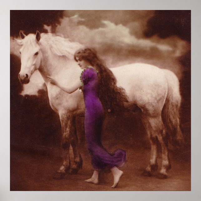Romantische Viktorianische Girl mit weißem Stallio Poster (Vorne)