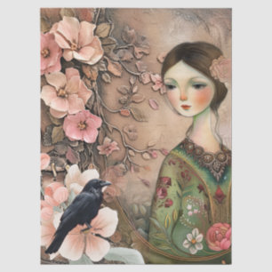 Romantische Viktorianische Girl & Vintage Rustikal Seidenpapier