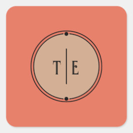 Romantische Vintag Inspiriert Mute Coral Wedding Quadratischer Aufkleber