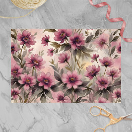 Romantische Vintag rosa Lila Aquarellblüten Seidenpapier