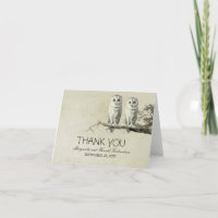 Romantische Vintag zwei OWLS Hochzeitskarten danke