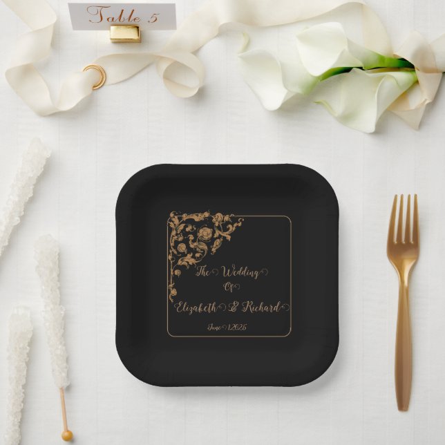 Romantische, Vintage, antike Hochzeit Pappteller (Hochzeit)