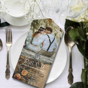 Romantische Vintage Aquarellfarben Rose QR Code All In One Einladung