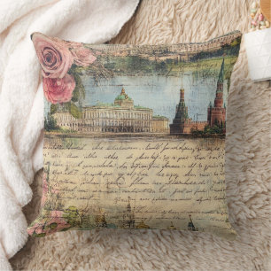 Romantische Vintage Architektur & Rose Kunstsammlu Kissen