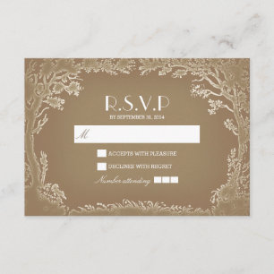 Romantische Vintage Bäume rustikale Hochzeitskarte RSVP Karte