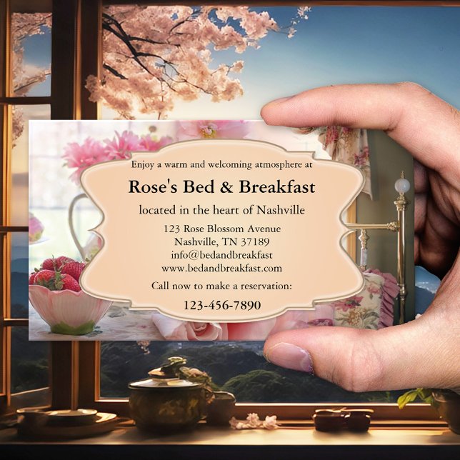 Romantische Vintage Bed and Breakfast Business Car Visitenkarte (A romantic bed and breakfast business card in vintage style - B&B - holiday rental)