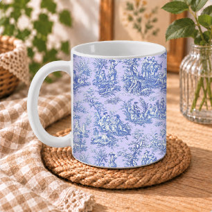 Romantische Vintage-Blau-Purple-Toile-de-Jouy Kaffeetasse