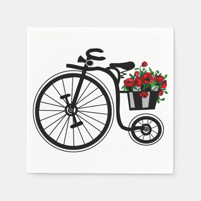 Romantische Vintage Blume Bike - Serviette (Vorderseite)