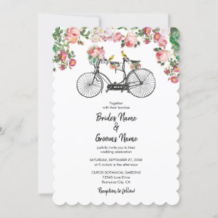 Romantische Vintage Blume und Hochzeiten von Vögel Einladung