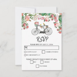 Romantische Vintage Blume und Hochzeiten von Vögel RSVP Karte