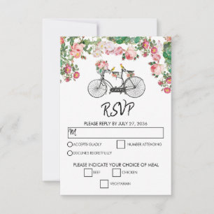 Romantische Vintage Blume und Hochzeiten von Vögel RSVP Karte