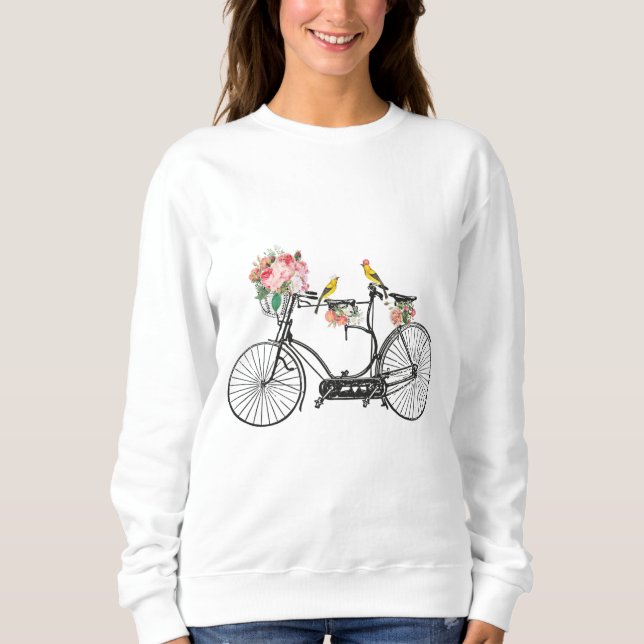 Romantische Vintage Blume und Vögel Sweatshirt (Vorderseite)