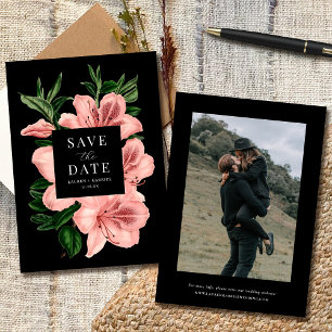 Romantische Vintage Blütenblüte Rosa Schwarze Hoch Save The Date