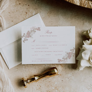 Romantische Vintage Blütenhochzeit RSVP Karte