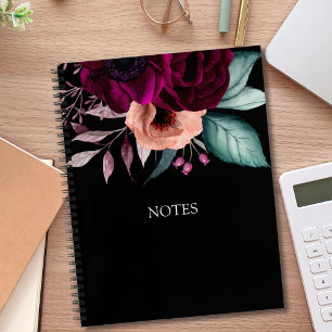 Romantische Vintage-Boho-Lila-Blumen Notizbuch
