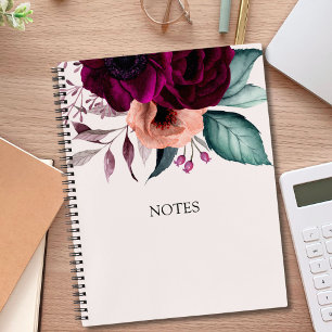 Romantische Vintage-Boho-Lila-Blumen Notizbuch