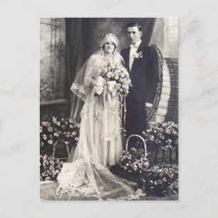 Romantische Vintage-Braut-und Bräutigam-Karten und Postkarte
