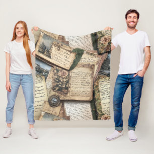 Romantische Vintage Buchstabenkollektion mit Rose Fleecedecke