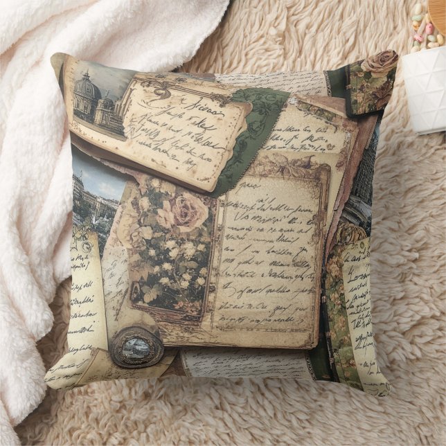 Romantische Vintage Buchstabenkollektion mit Rose Kissen (Decke)