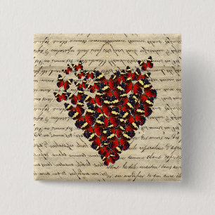 Romantische Vintage butterfies Button