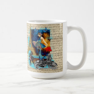 Romantische Vintage-Collage aus Paris Kaffeetasse