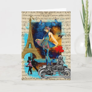 Romantische Vintage-Collage aus Paris Karte
