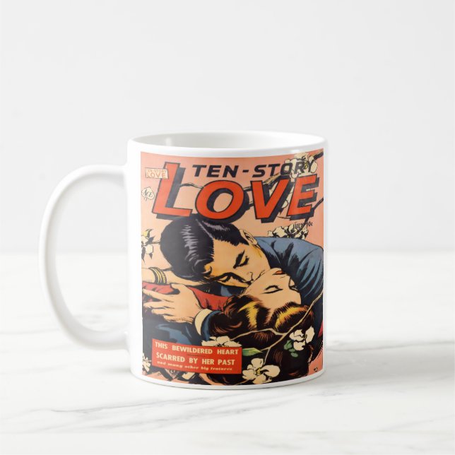 Romantische Vintage Comic Book Design Kaffee Tasse (Links)