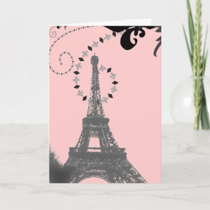 Romantische Vintage Eiffel-Turm Paris-Hochzeit Dankeskarte