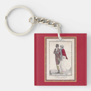 Romantische Vintage-Eisszene Elegantes Paar Schlüsselanhänger