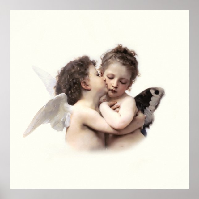 Romantische Vintage Engel First Kis Poster (Vorne)