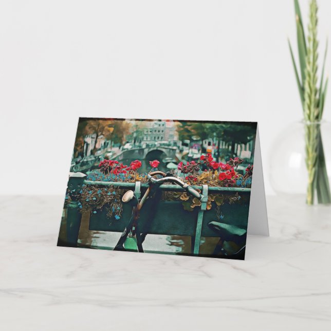 Romantische Vintage Fahrradkarte Valentinstag Karte (Vorderseite)