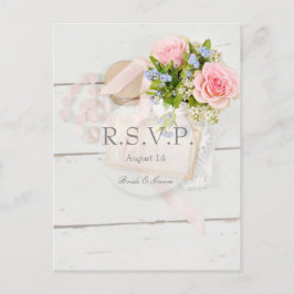 Romantische Vintage Frühling Blume Hochzeit RSVP Einladungspostkarte