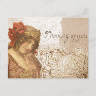 Romantische Vintage-Grußkarte zum Gedenken Postkarte