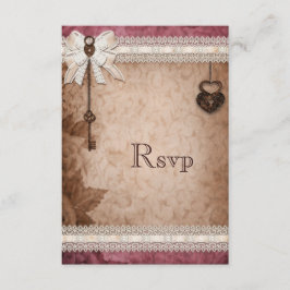 Romantische Vintage Herzklappen und Tastenkombinat RSVP Karte