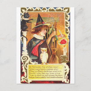 Romantische Vintage Hexe Postkarte