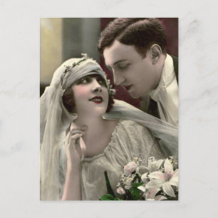 Romantische Vintage-Hochzeit Postkarte