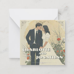 Romantische Vintage-Hochzeitspaar-Kunst Mitteilungskarte