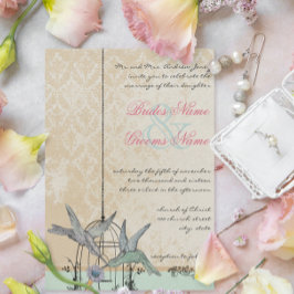 Romantische Vintage Humingbird Birdcage Wedding Einladung