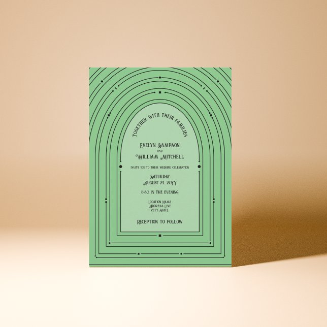 Romantische Vintage Inspirierte Arch Pale Green We Einladung (Von Creator hochgeladen)